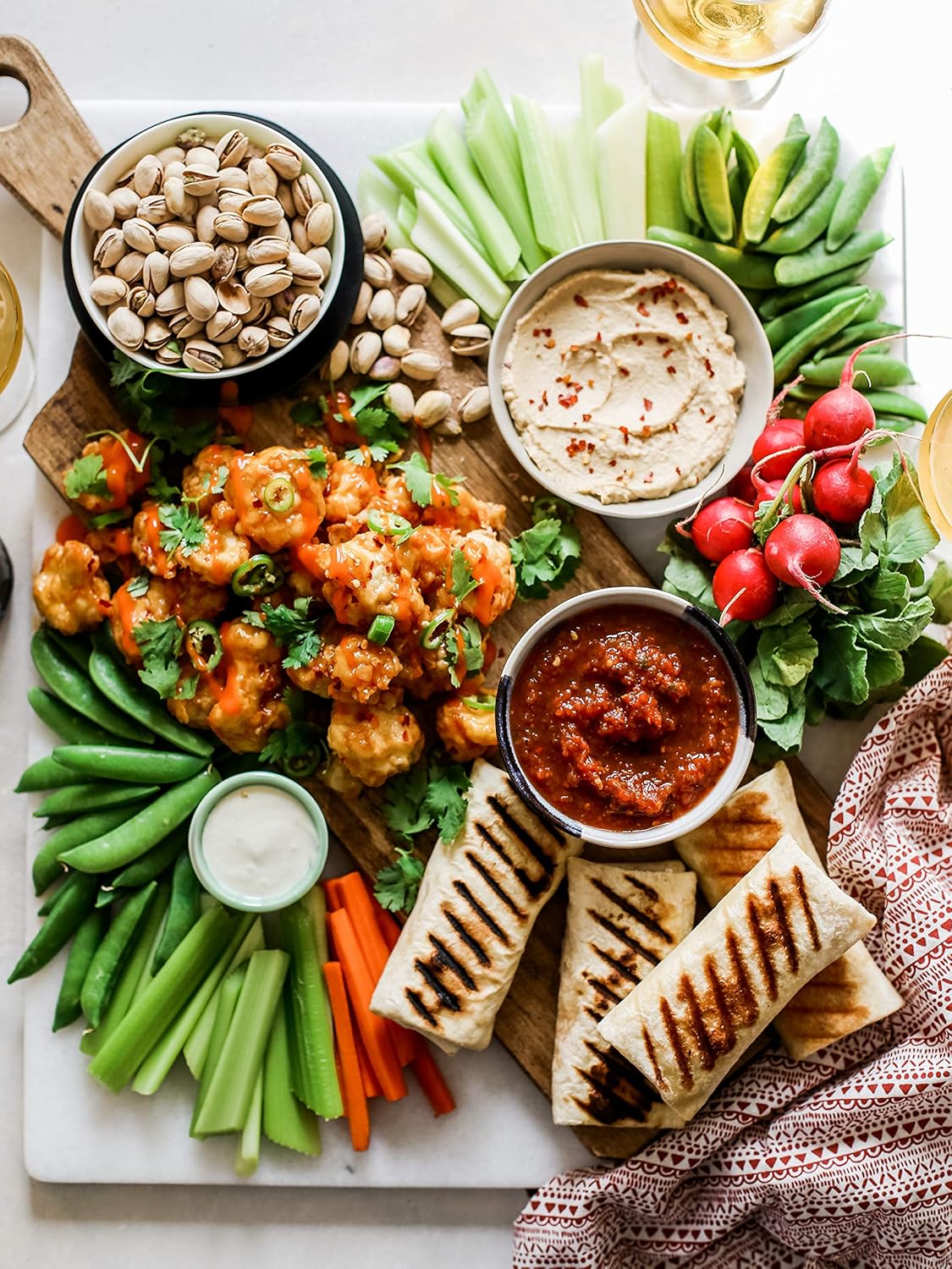 buritto dips and vegetables